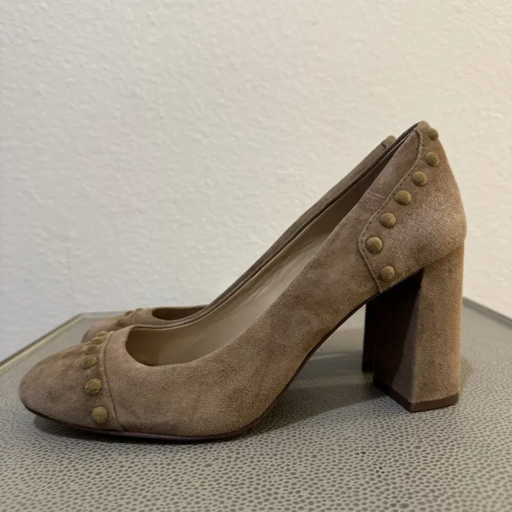 Tory Burch Brown Tan Colt 85mm Soho Suede Pump Sz 8.5 M